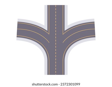 Road street top view highway crossroad isolated concept. Vector flat graphic design illustration