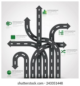 Road And Street Traffic Sign Business Infographic With Weaving Arrow Diagram Design Template