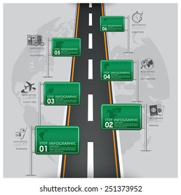 Road And Street Traffic Sign Business Travel Infographic Design Template