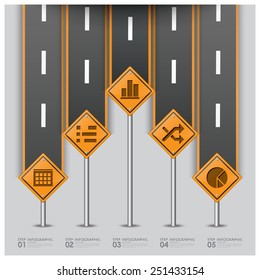 Road And Street Traffic Sign Business Infographic Design Template