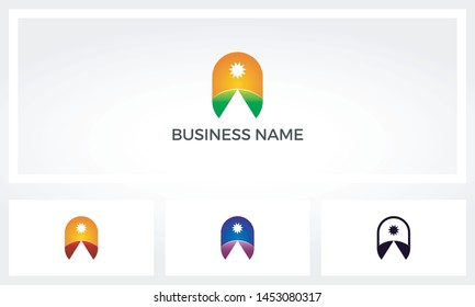 Road Street Travel Journey Sun Logo