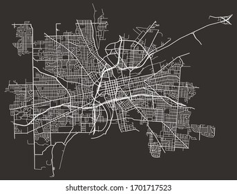 Road street urban urban black and white map of Dayton, Ohio, USA