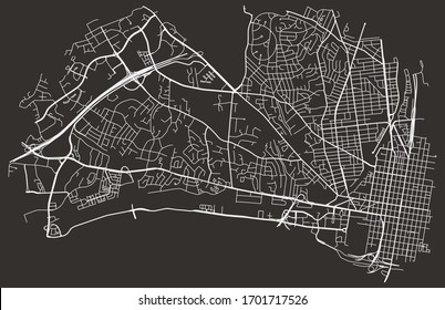 Road street urban black and white map of Alexandria, Virginia, USA
