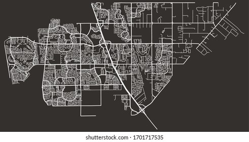 Road street urban black and white map of Elk Grove, California, USA