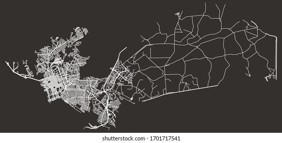 Road Street Urban Black And White Map Of Columbia, South Carolina, USA