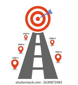 Road to success infographic. Business presentation slide template. Roadmap timeline. Diagram chart with 5 steps, options, processes.