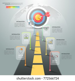 Caminho para o sucesso modelo infográfico 6 opções. Conceito de negócios pode ser usado para layout de fluxo de trabalho, diagrama, opções de número, linha do tempo, etapas, demonstração infographic