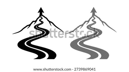 Road to success, mountain climb, path, journey, growth, progress, achievement, goal
