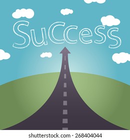 The road to success is not far and cloudy sky
