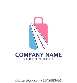 Road with Suitcase logo design concept vector. Suitcase logo design template
