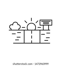 road and sun line icon. Element of landscapes illustration icon. Signs and symbol icon for websites, web design, mobile app, UI, UX