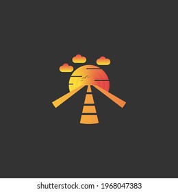Road to sunset illustration design concept