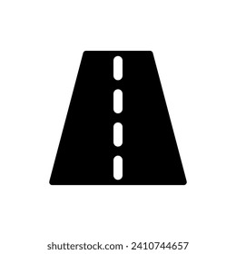 Road surface black glyph ui icon. Roadway markings. Highway. Interstate route. User interface design. Silhouette symbol on white space. Solid pictogram for web, mobile. Isolated vector illustration