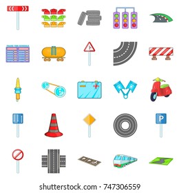 Road surface icons set. Cartoon set of 25 road surface vector icons for web isolated on white background