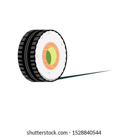 road sushi logo creative comibination sushi and tire