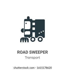 Road sweeper glyph icon vector on white background. Flat vector road sweeper icon symbol sign from modern transport collection for mobile concept and web apps design.
