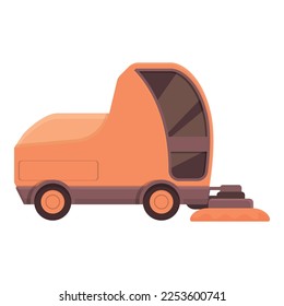 Road sweeper icon cartoon vector. Street truck. Cleaning machine