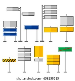 Road symbols traffic signs graphic elements isolated city construction creative street highway information vector illustration
