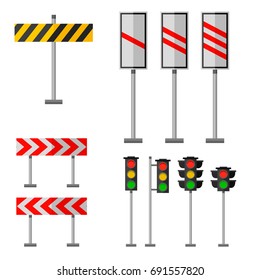 Road symbols traffic signs graphic elements isolated city construction creative street highway information vector illustration