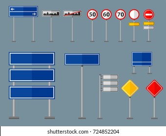 Road symbols traffic signs graphic elements isolated city construction creative street highway information vector illustration