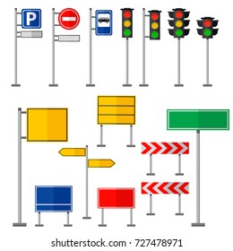 Road symbols traffic signs graphic elements vector illustration