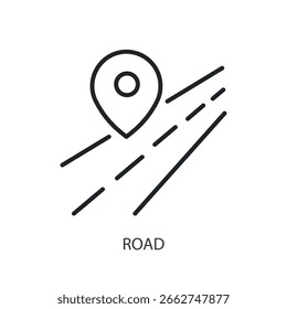 Ícones de vetor de linha fina de estrada.
