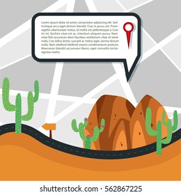 Road through the desert with detail information illustration