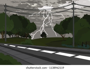 road thunder lightning