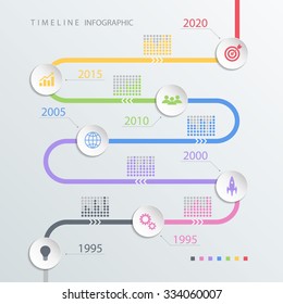 Road timeline infographic design template with color icons. Vector illustration for workflow layout, diagram, number options, web design.