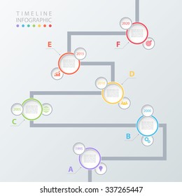 Road timeline infographic design template with color icons. Vector illustration for workflow layout, diagram, number options, web design.