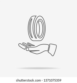 Road tire and hand icon. Vector concept illustration for design.