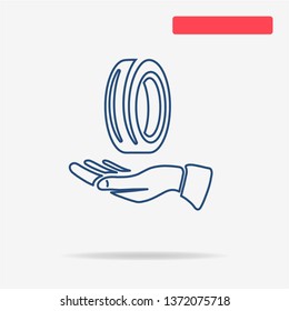 Road tire and hand icon. Vector concept illustration for design.