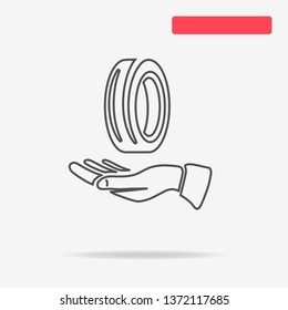 Road tire and hand icon. Vector concept illustration for design.