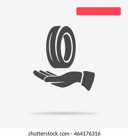 Road tire and hand icon. Vector concept illustration for design.