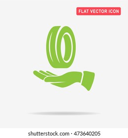 Road tire and hand icon. Vector concept illustration for design.