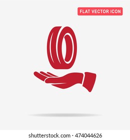 Road tire and hand icon. Vector concept illustration for design.