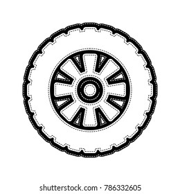 Road tire sign. Vector. Flat style black icon on white.