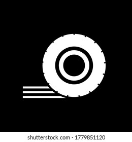 Road tire vector icon on black background