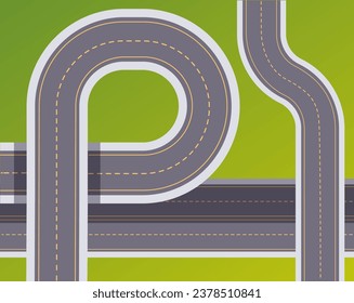 Road top view above highway street city map concept. Vector flat graphic design illustration
