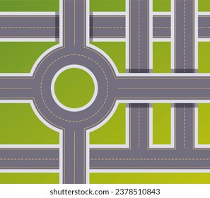 Road top view above highway street city map concept. Vector flat graphic design illustration