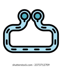 Vector de contorno de icono de pista. Circuito de pista de carreras. Color del carril de la vista de inicio plano