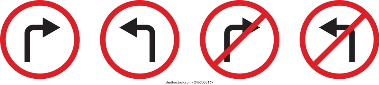 Road, Traffic Arrow Right and Left Sign. Vector Illustration