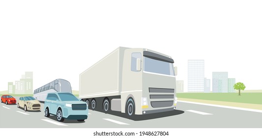 Road traffic by truck, bus and passenger car