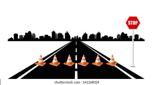 Straße mit Verkehrsknotenpunkt