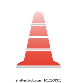 Road traffic cone icon. Vector. Reddish icon with white and gray shadow on white background. Isolated.