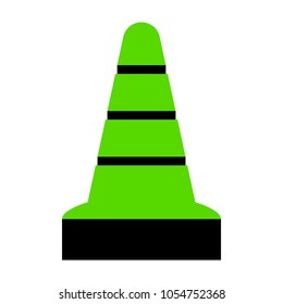 Road traffic cone icon. Vector. Green 3d icon with black side on white background. Isolated.