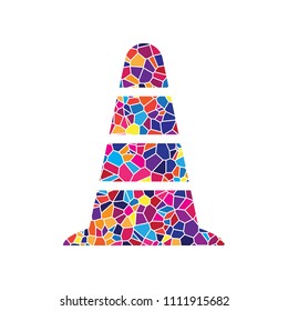 Road traffic cone icon. Vector. Stained glass icon on white background. Colorful polygons. Isolated.