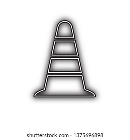 Road traffic cone icon. Vector. Double contour black icon with soft shadow at white background. Isolated.