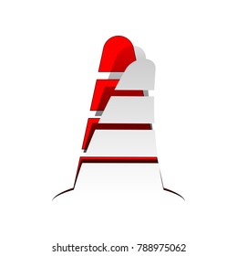 Road traffic cone icon. Vector. Detachable paper icon with red body stock. Isolated.