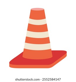 Road, Traffic cone. Cone for sports Vector illustration isolated on white background, hand drawn, flat design